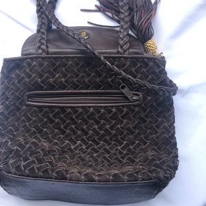 Ganson braided brown leather purse